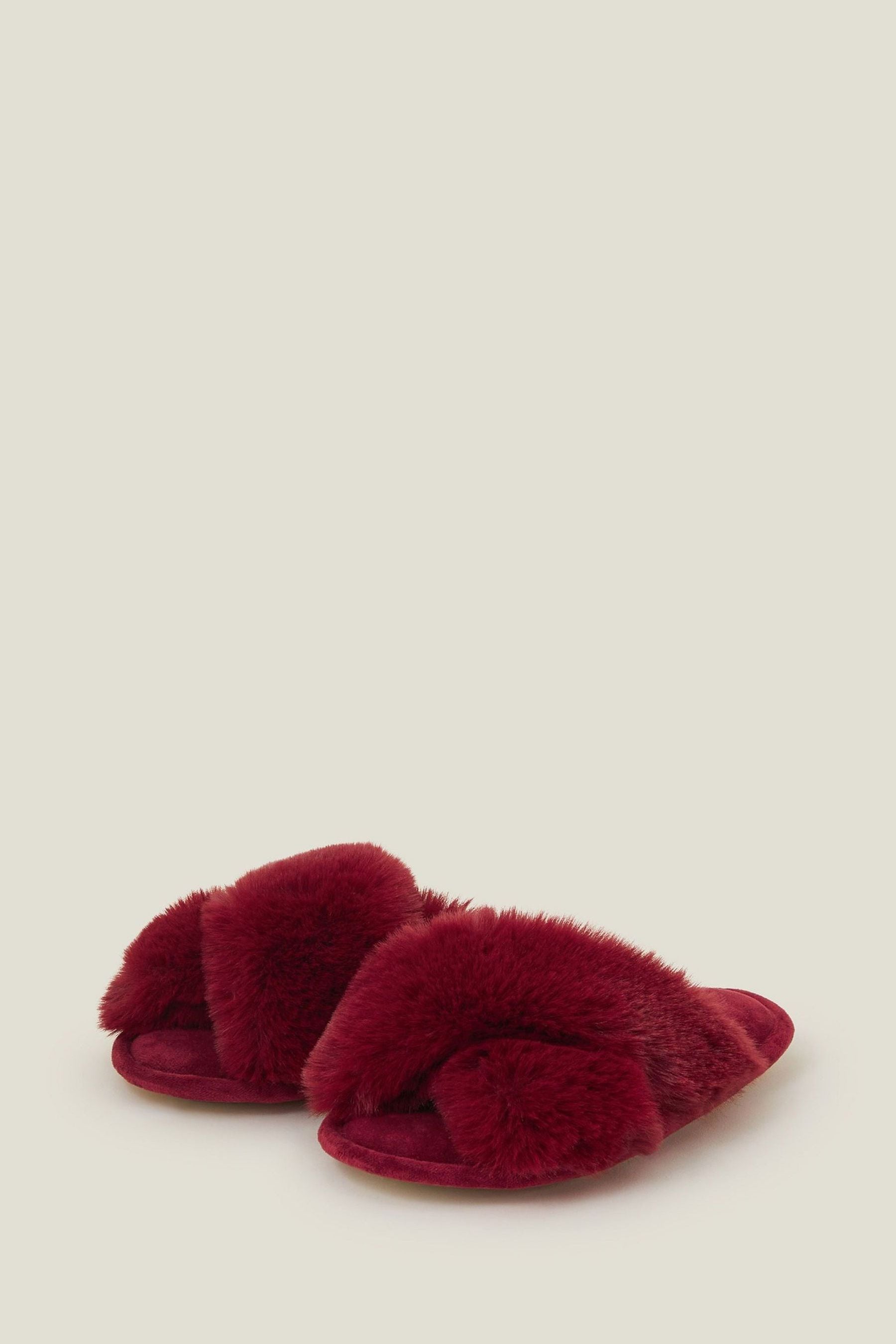 Buy Accessorize Red Cross Strap Faux Fur Slide Slippers from Next United Arab Emirates