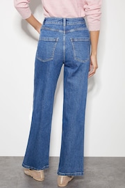 Monsoon Blue Rita Diamante High Rise Flare Leather Jeans - Image 2 of 4