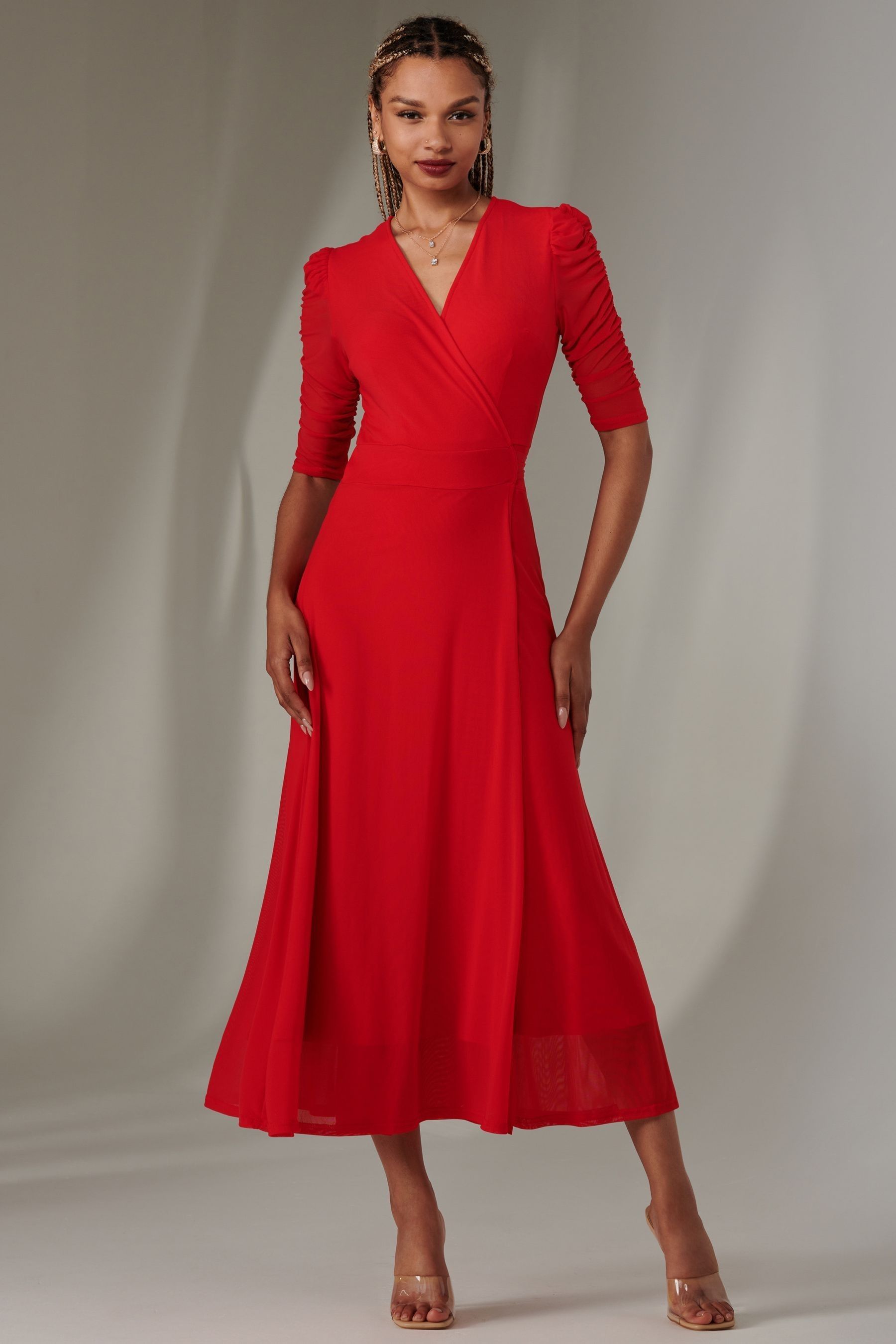 Plain red maxi dress 2025