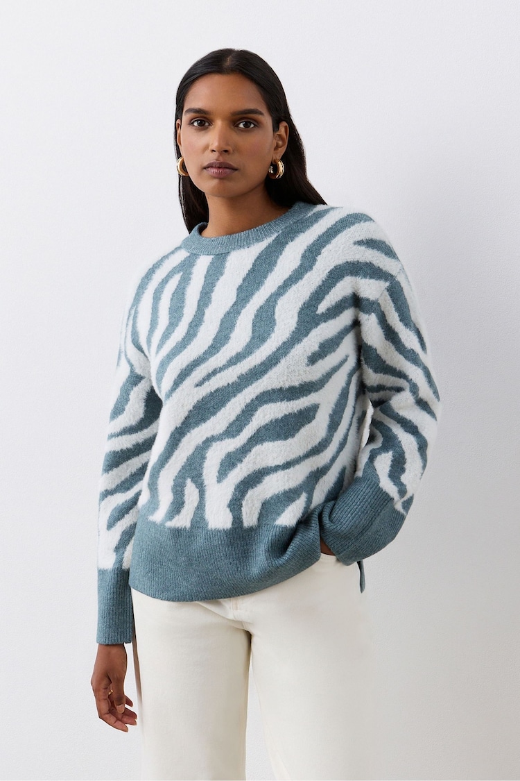 Finery Blue Tully Long Sleeve Crew Neck Jumper - Image 4 of 4