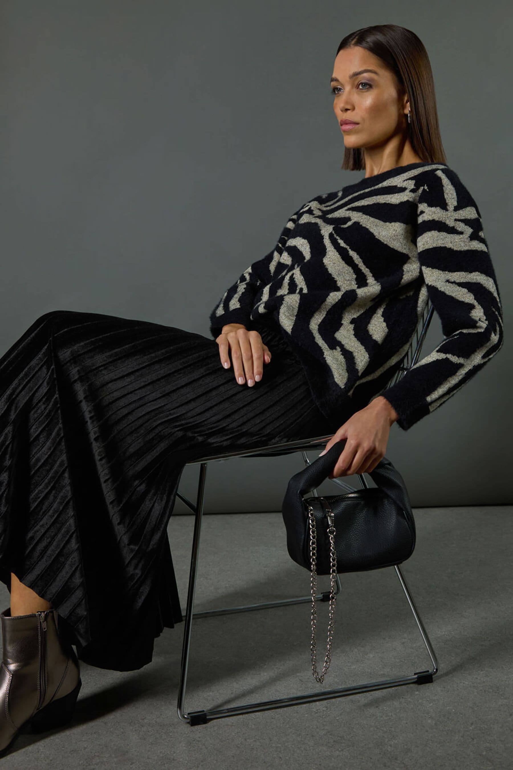 Next black velvet pleated skirt cheap