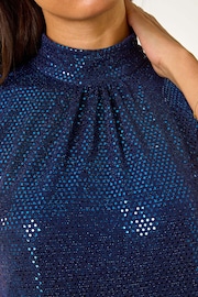 Roman Blue Shimmer Halterneck Stretch Top - Image 2 of 5