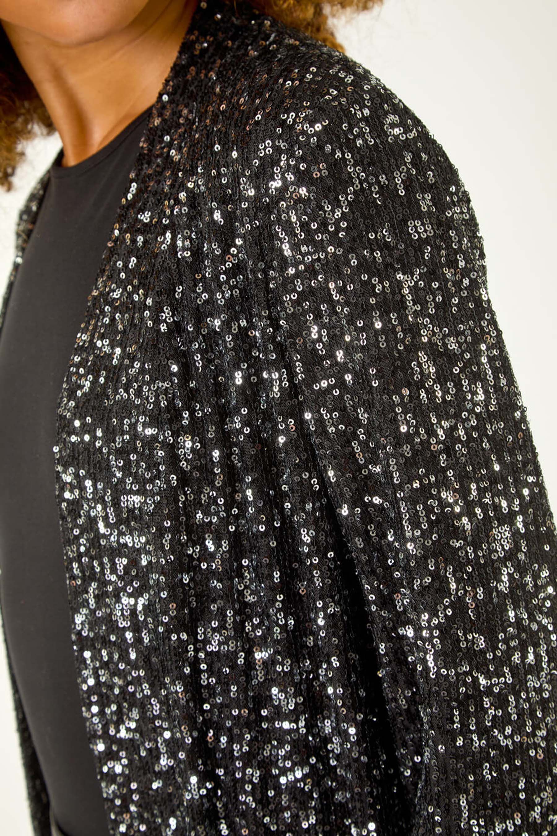 Buy Roman Black Longline Sequin Stretch Jacket from the Next UK online shop