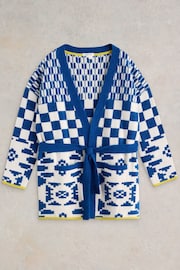 White Stuff Blue Geo Mix Cardigan - Image 5 of 6