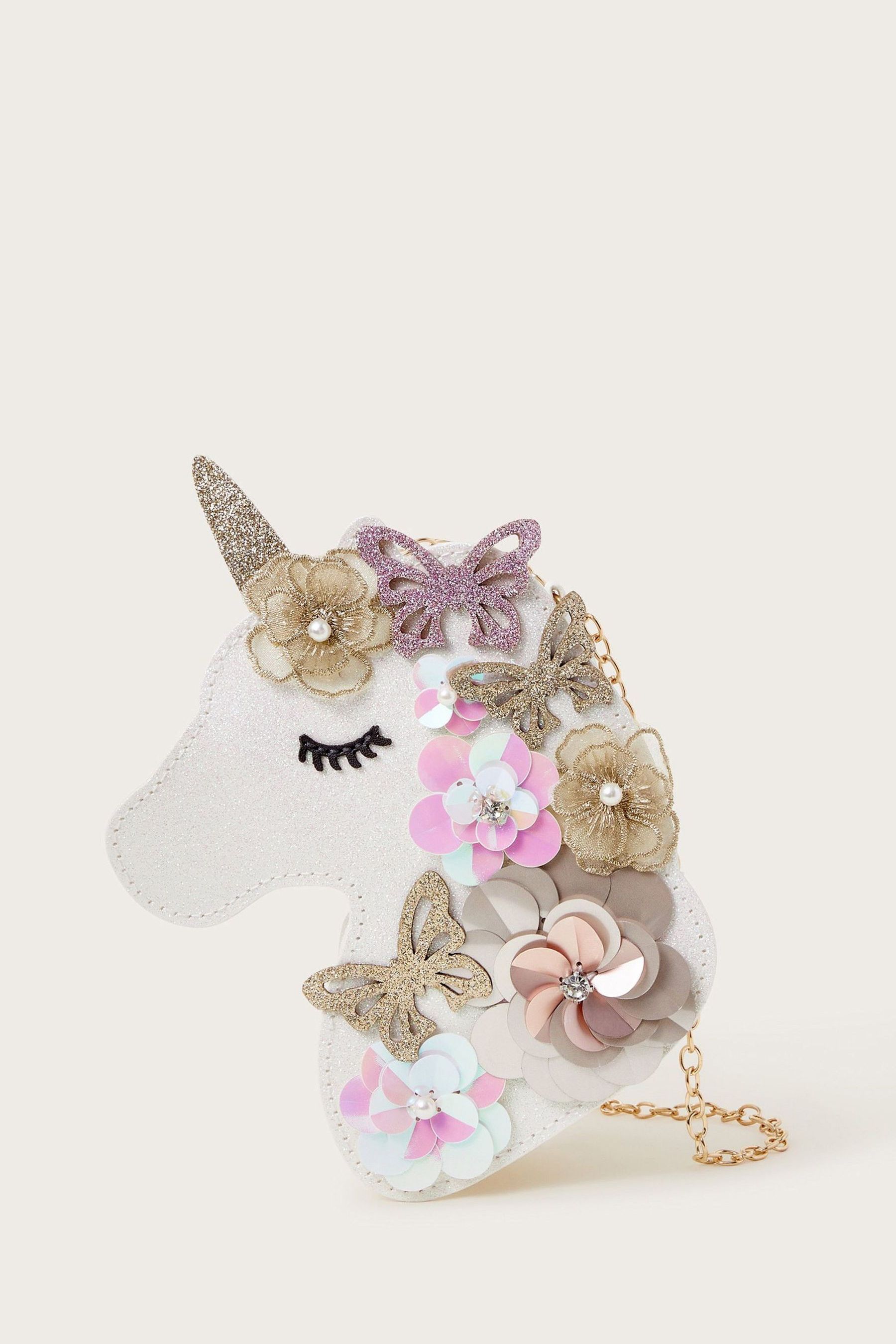 Monsoon Natural Ella Sequin Flower Unicorn Bag ONE Girls