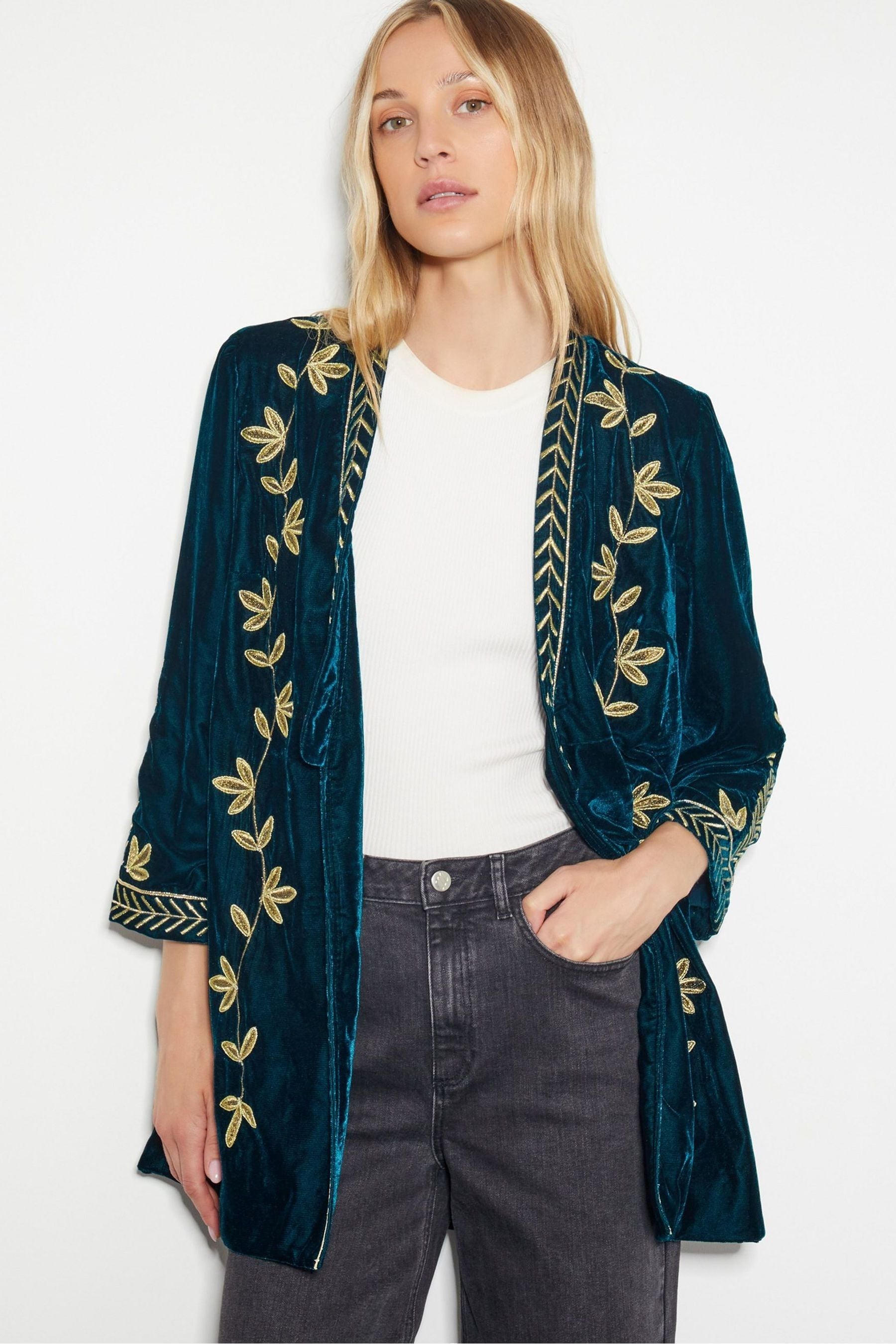 Monsoon velvet coat clearance