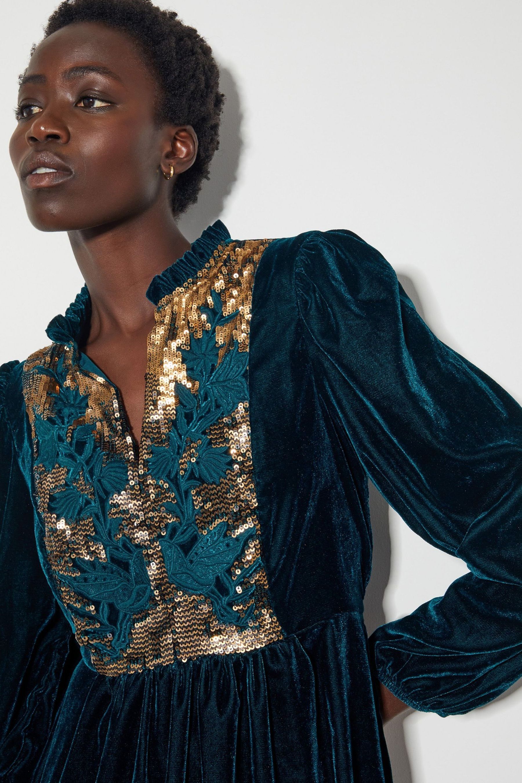 Monsoon green velvet dress store