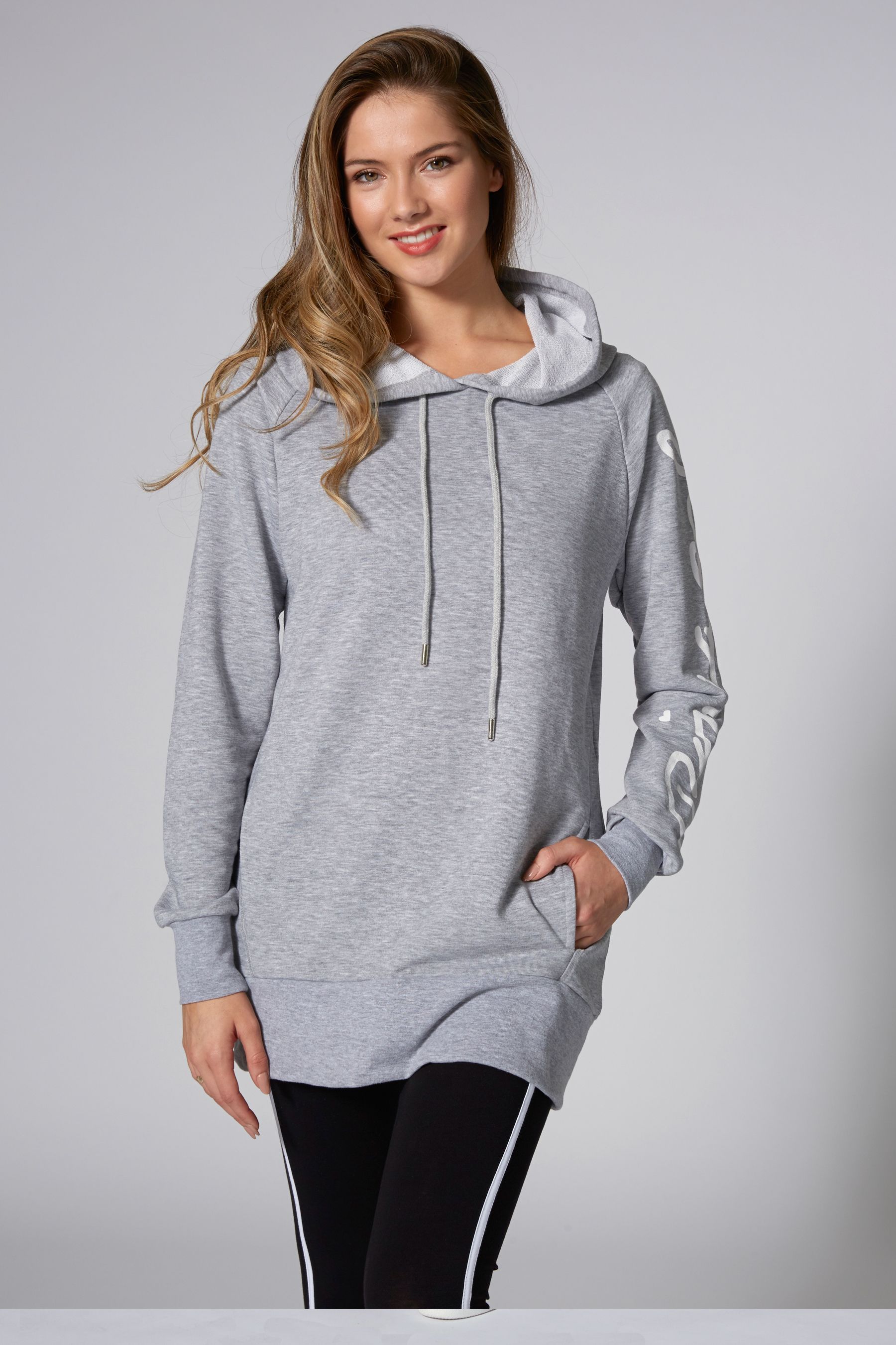 Pineapple Grey Curve Womens Longline Hoodie