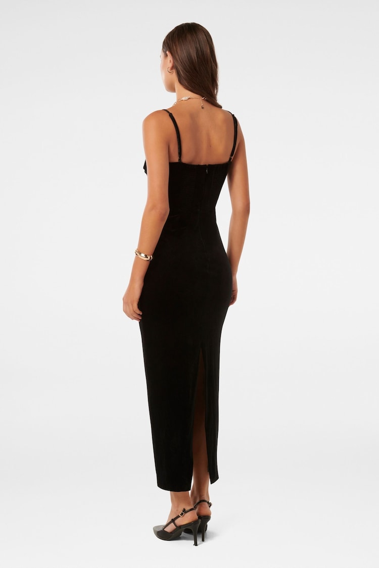 Forever New Black Skyler Strappy Velvet Midi Dress - Image 2 of 4