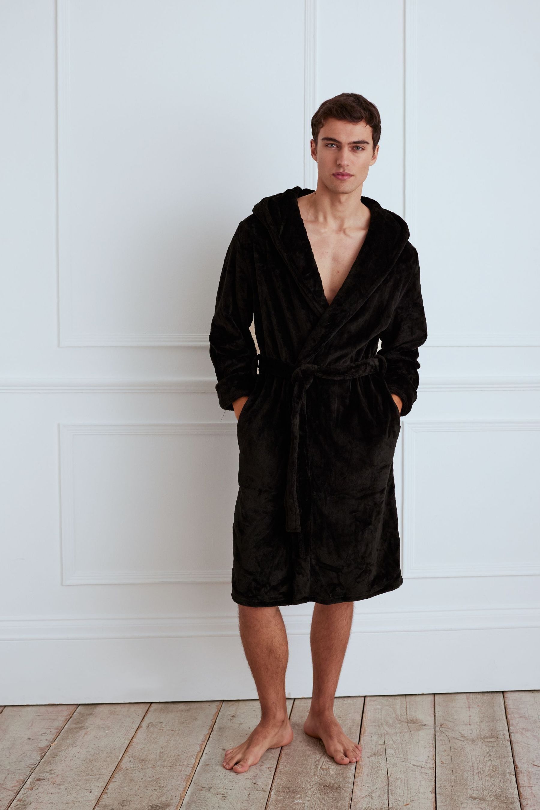 Womens black dressing gown cheap