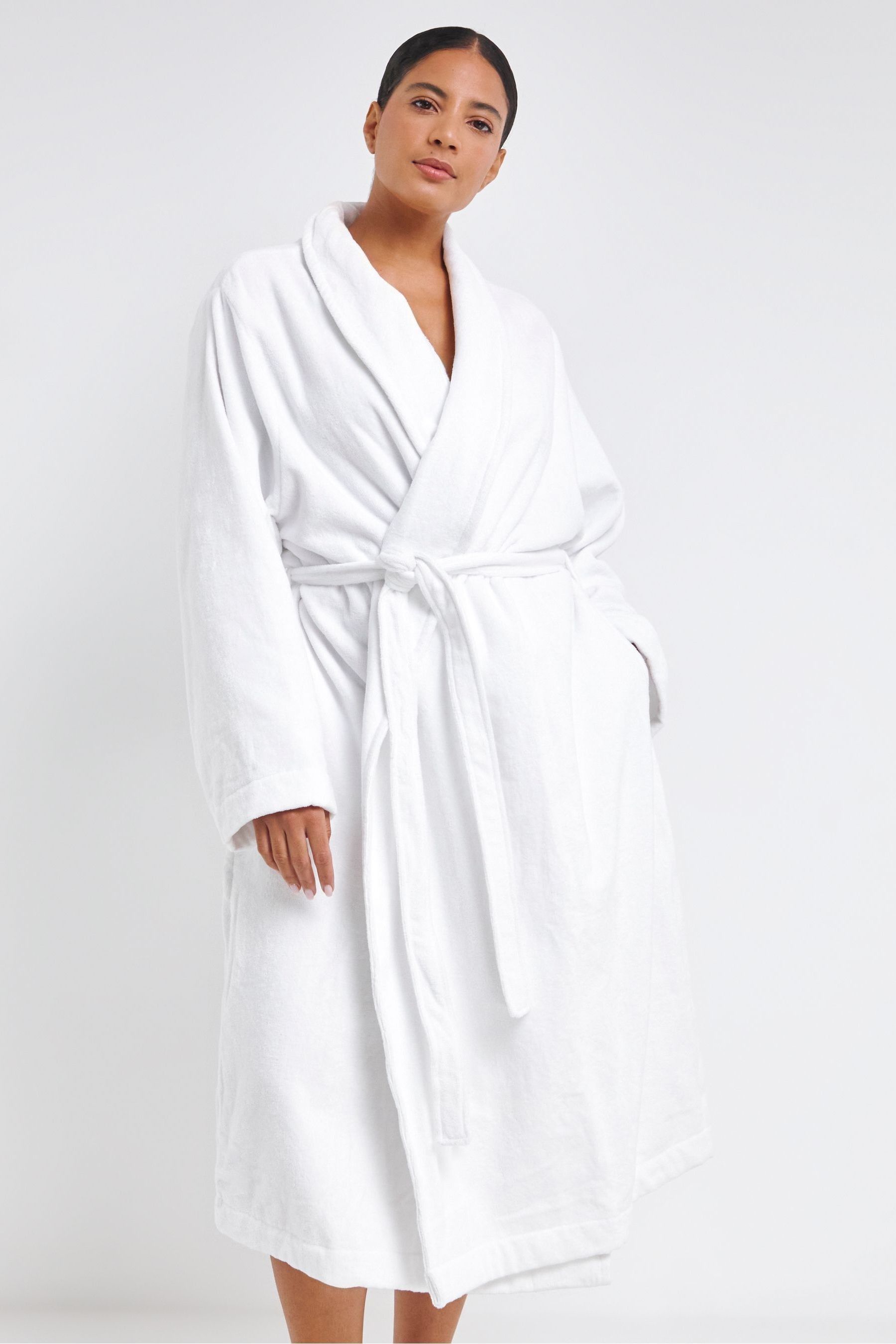 Buy Simply Be White Pretty Secrets 100 Cotton Towling Dressing Gown from Next Luxembourg