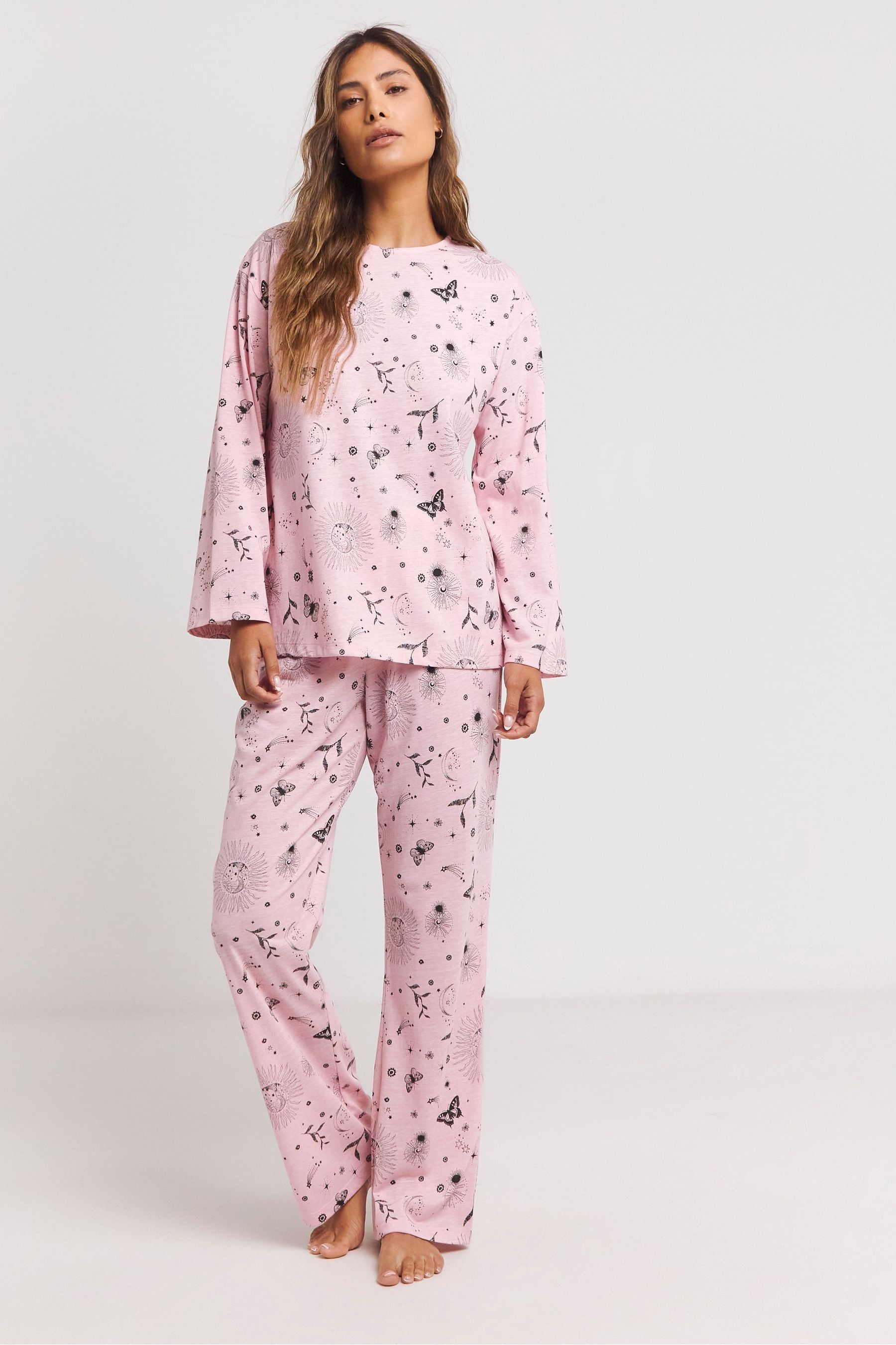 Buy Simply Be Pink Pretty Secrets Value Long Sleeve Pyjamas Set from the Next UK online shop
