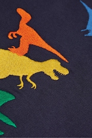 Monsoon Blue Embroidered Dinosaur 100% Cotton Sweatshirt - Image 3 of 3