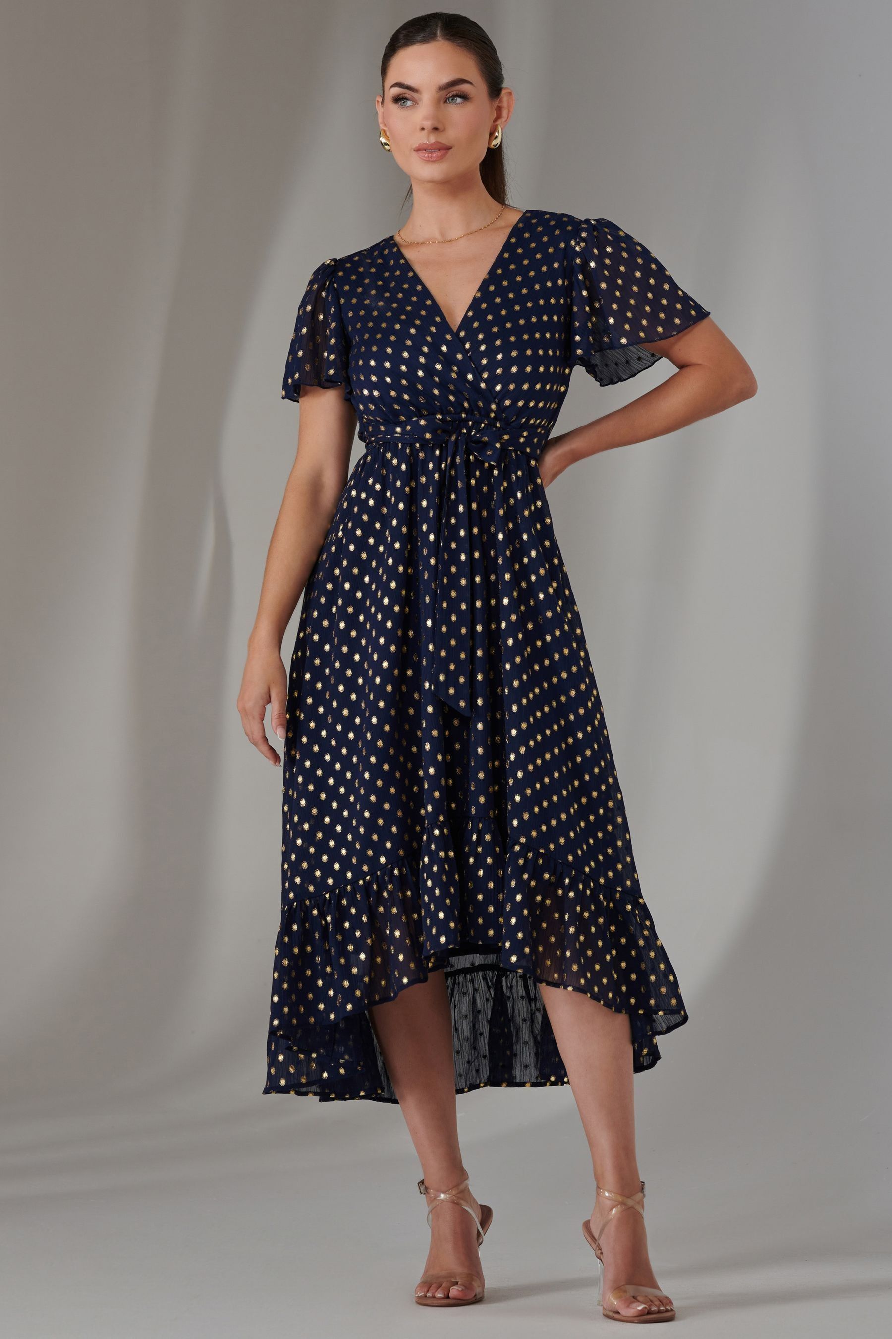 Buy Jolie Moi Blue Petite Short Sleeve Midaxi Dress from Next Finland
