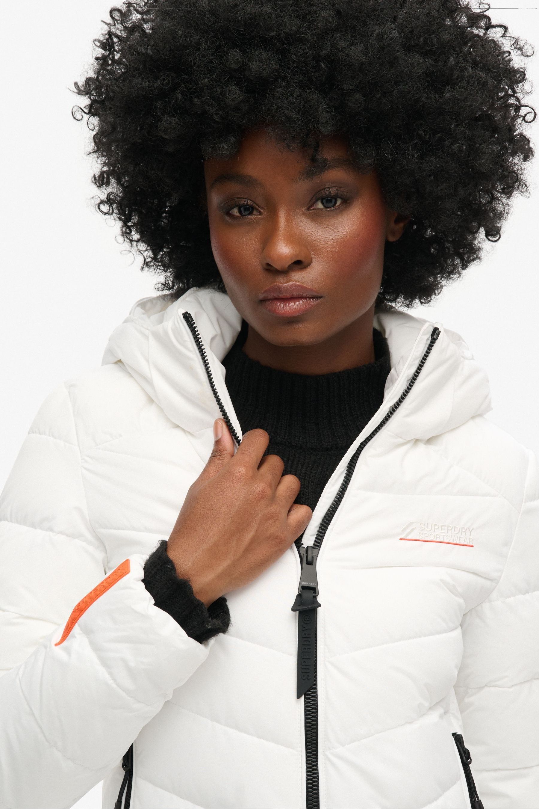 Buy Superdry White Hooded Microfibre Padded Jacket from the Next UK online shop