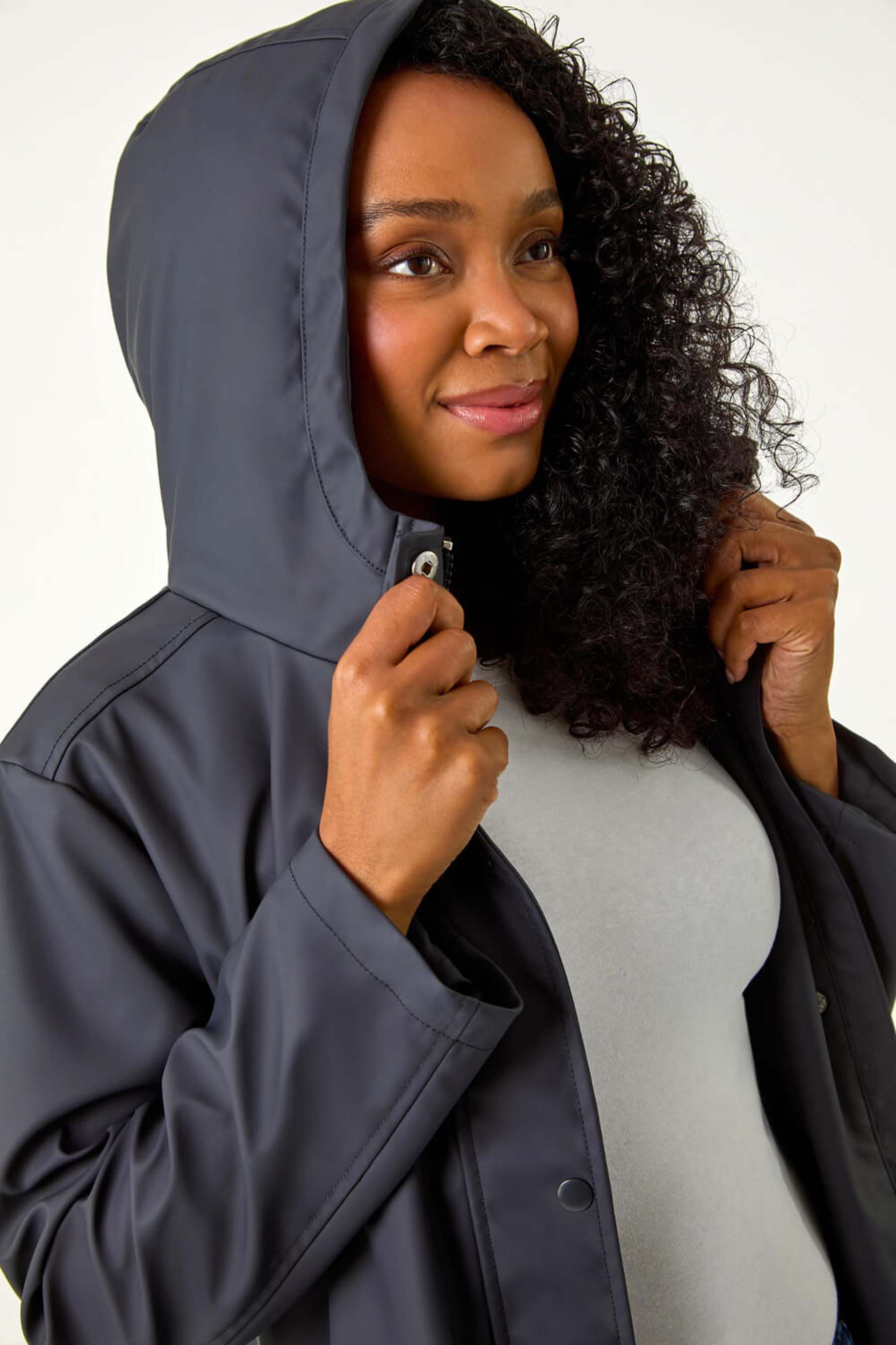 Buy Roman Blue Petite Hooded Zip and Pocket Raincoat from the Next UK online shop