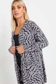 Yours Curve Grey Abstract Print Waterfall Cardigan - Image 4 of 5