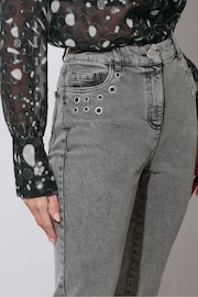 Star by Julien MacDonald Grey Eyelet Trim Boyfriend Jeans - Image 4 of 6