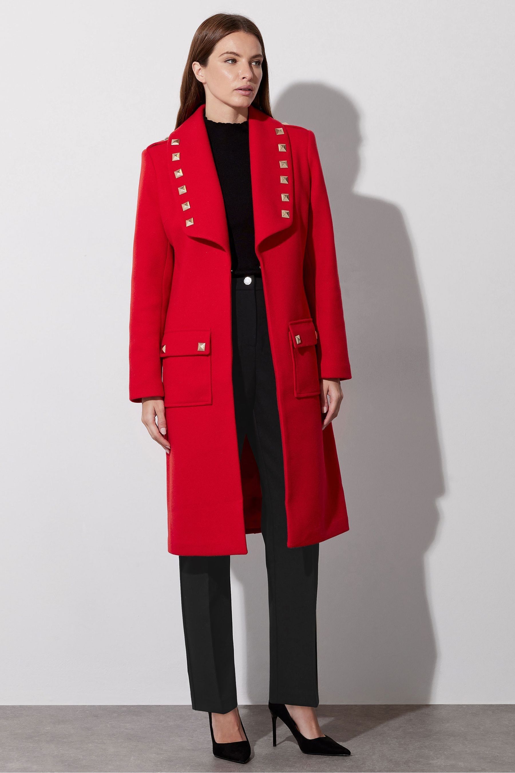 Star by Julien MacDonald Red Studded Collar Detail Coat