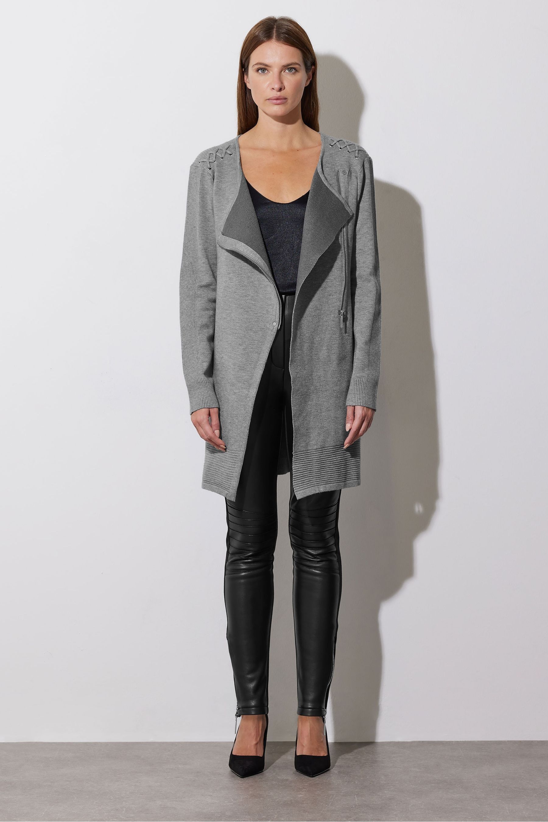 Buy Star by Julien MacDonald Grey Eyelet Zip Up Cardigan from the Next UK online shop