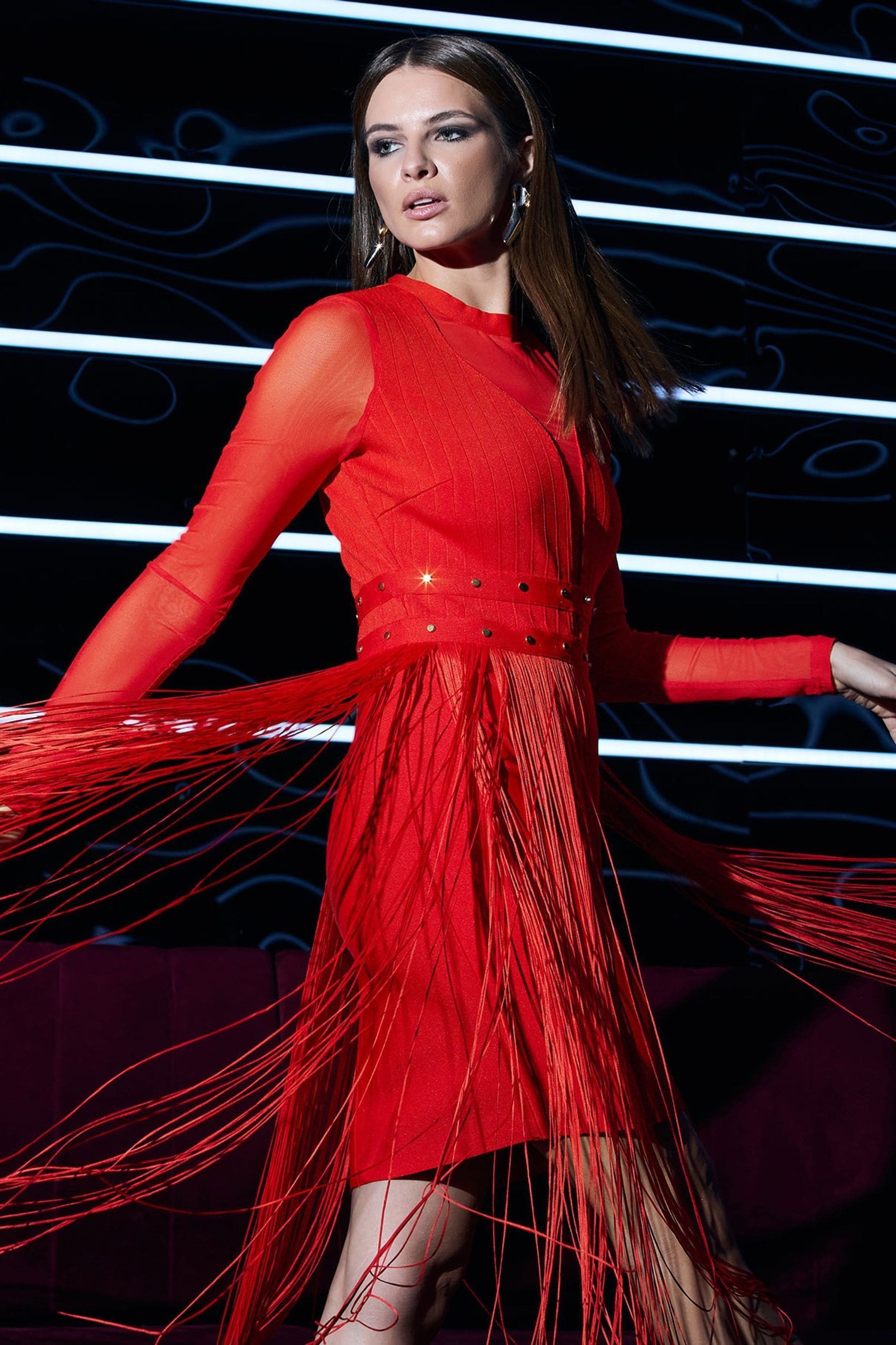Julien macdonald red sequin dress online