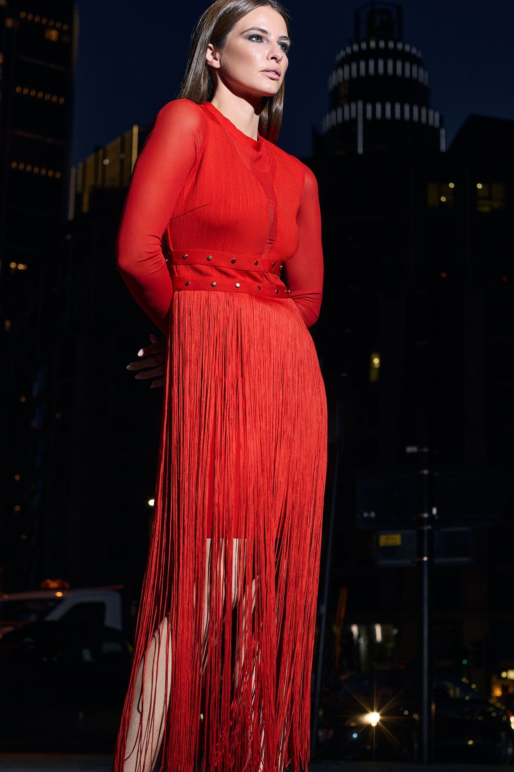 Julien macdonald red sequin dress online
