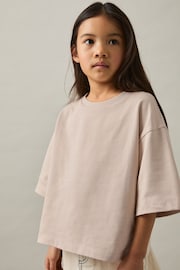 Reiss Blush Cassy 9-13 yrs Oversized Cotton Crew-Neck T-Shirt - Image 2 of 4