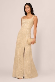 Adrianna Papell Natural Square Neck Boucle Gown - Image 3 of 7