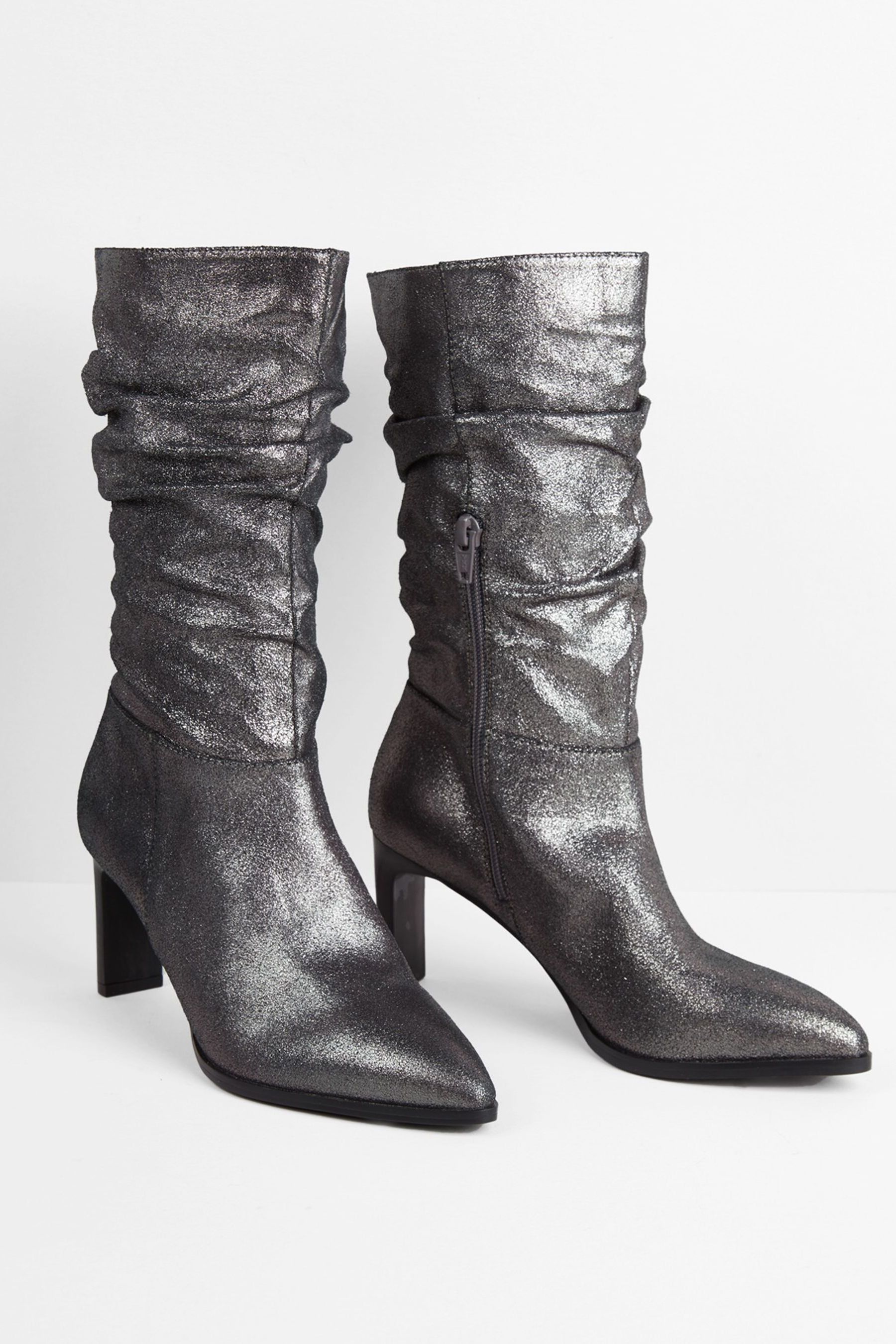 Buy Hush Silver Fen Metallic Leather Boots from the Next UK online shop