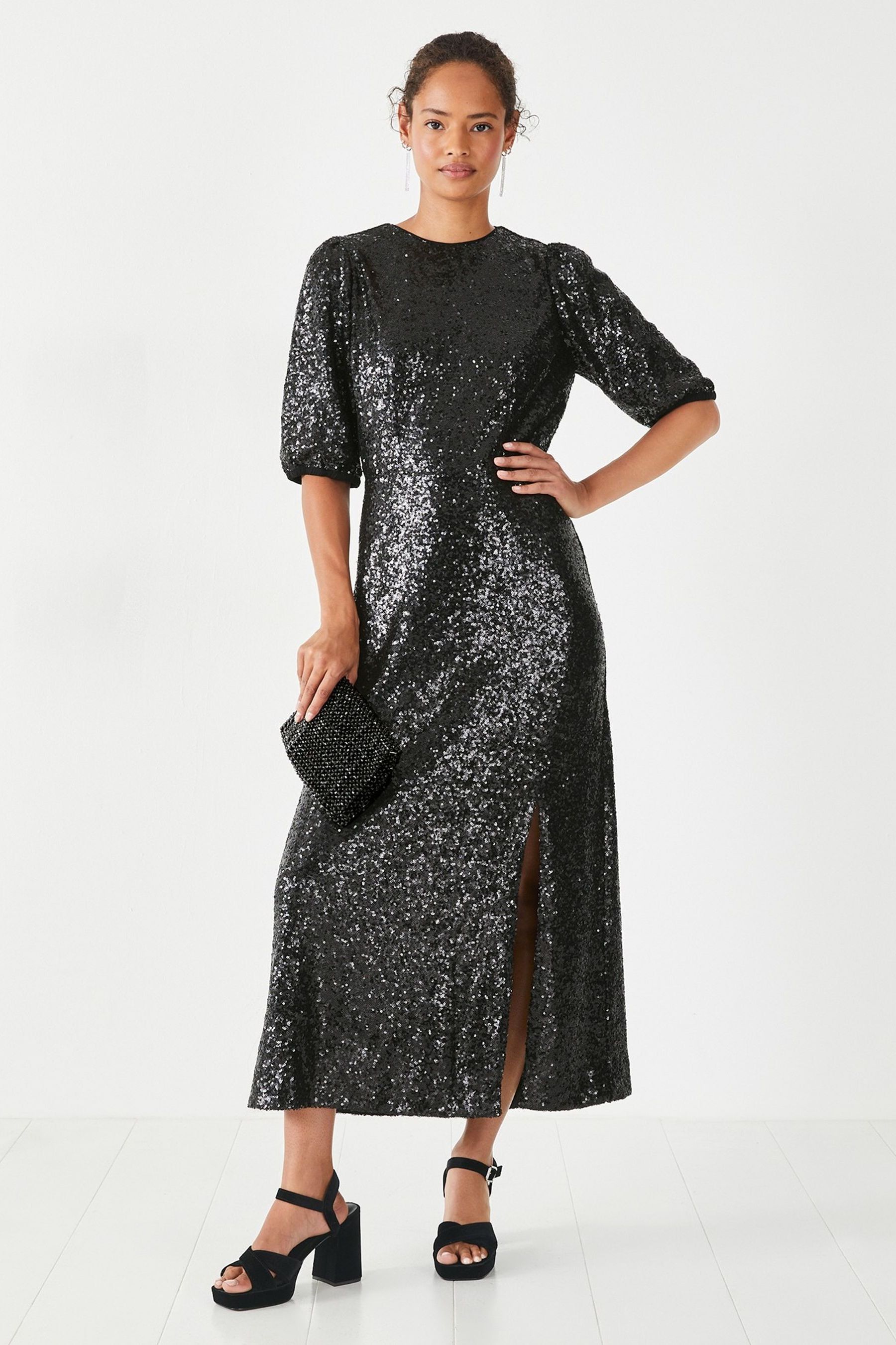 Buy Hush Black Mirabelle Sequin Midi Dress from the Next UK online shop