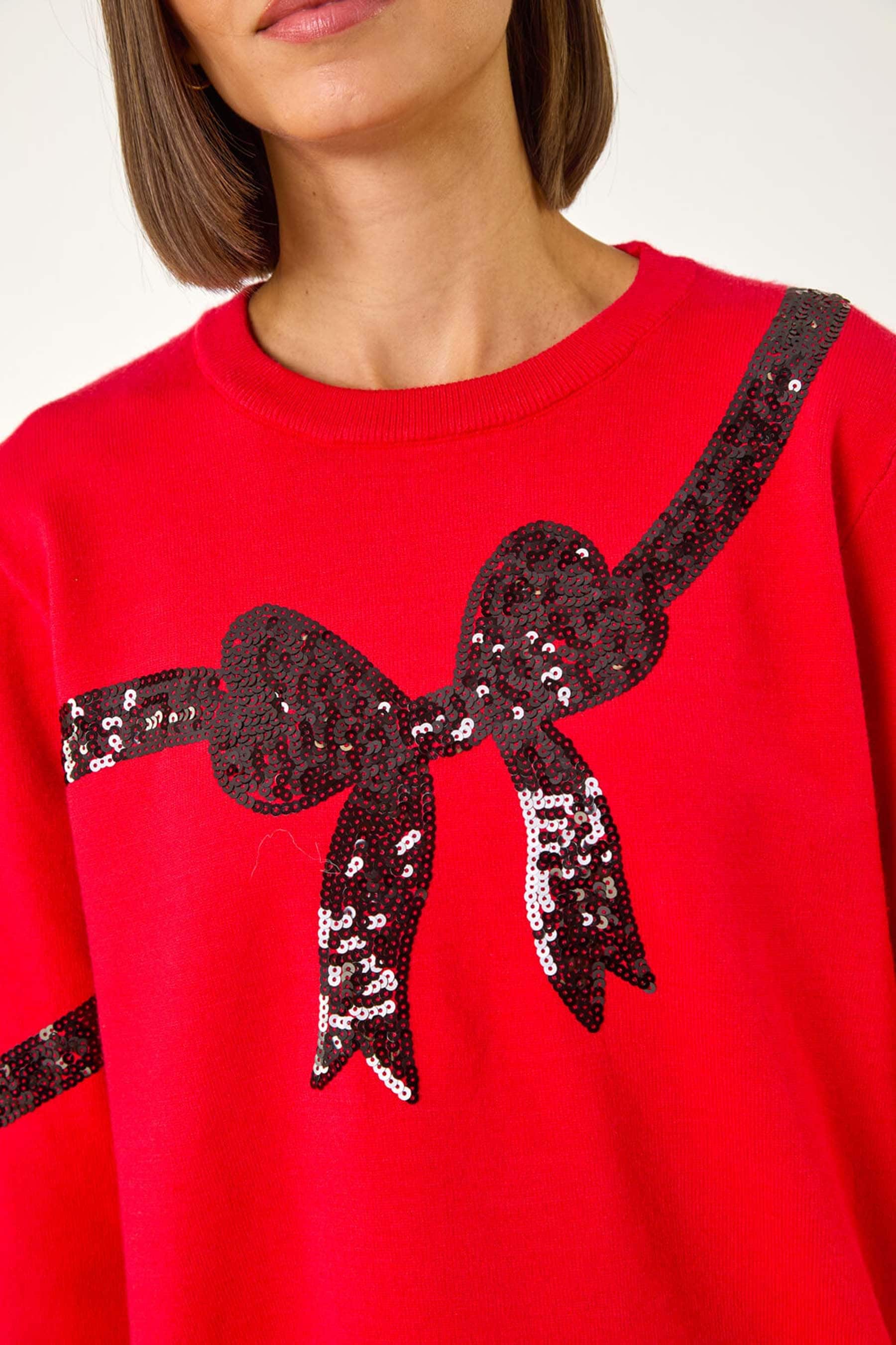 Buy Roman Red Bow Sequin Detail Knit Jumper from the Next UK online shop