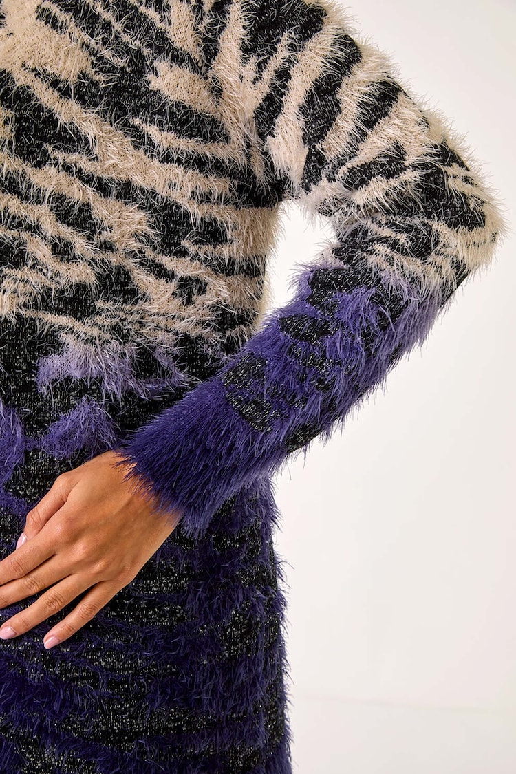 Roman Purple Fluffy Abstract Dipped Cardigan - Image 5 of 5