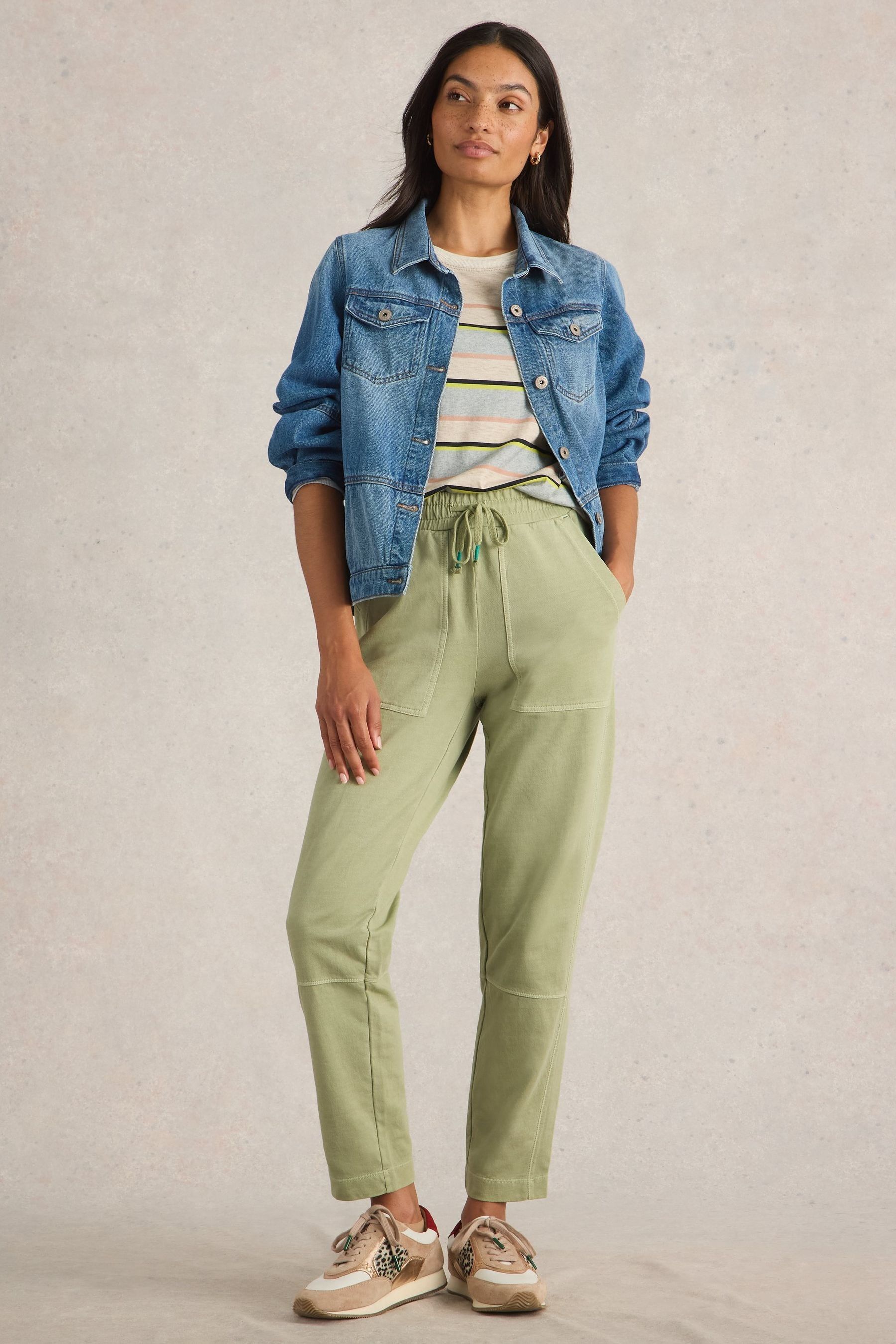 Green and white joggers deals