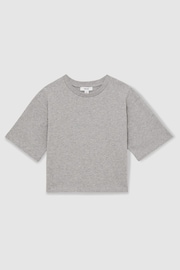 Reiss Grey Marl Cassy 9-13 yrs Oversized Cotton Crew-Neck T-Shirt - Image 2 of 4