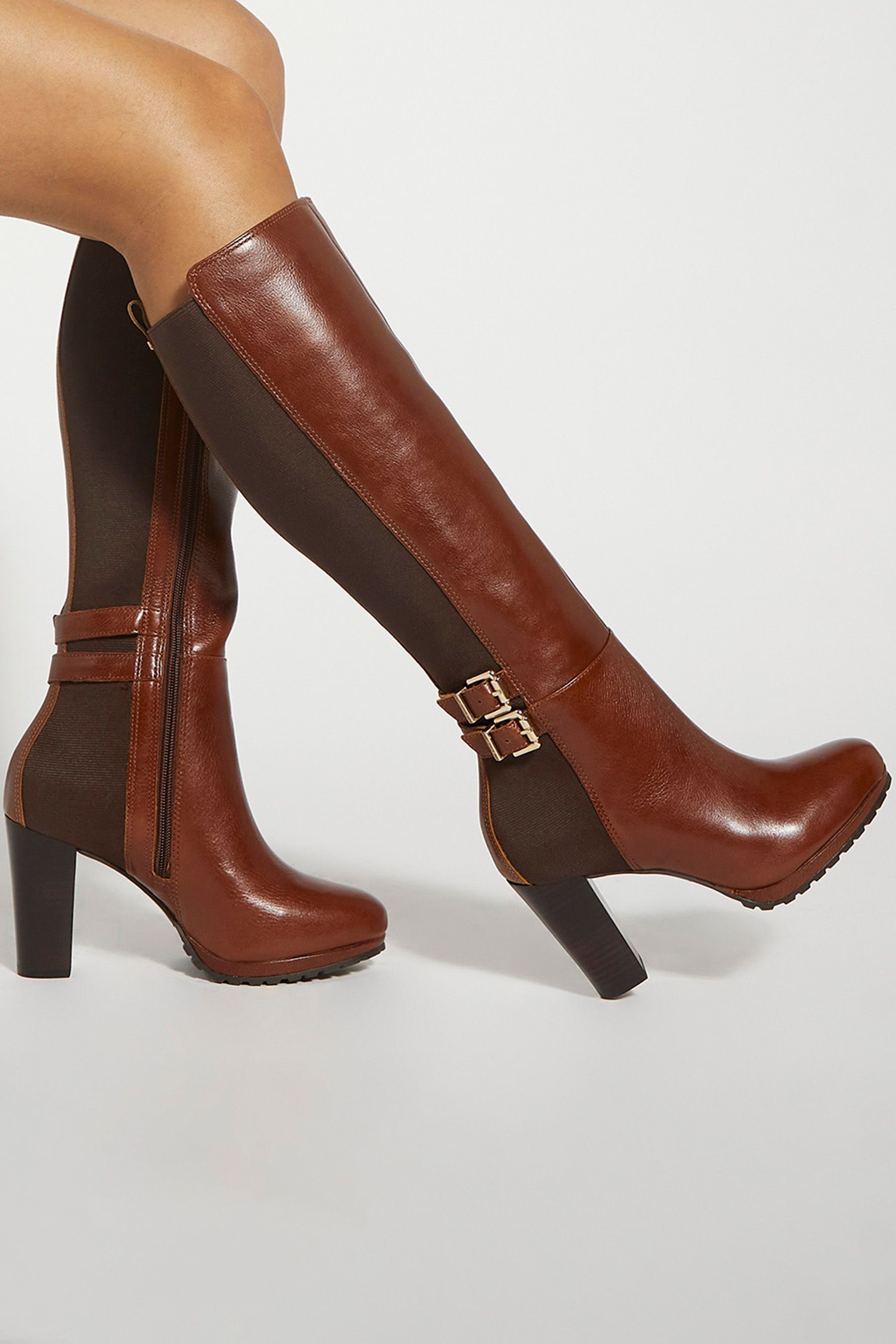 Black and tan knee high boots sales