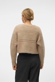 VERO MODA Brown Long Sleeve Tie Front Bow Detail Knitted Cardigan - Image 2 of 4