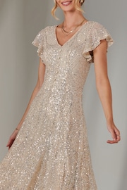 Jolie Moi Natural Fit & Flare Sequin V-Neck Midaxi Dress - Image 5 of 6