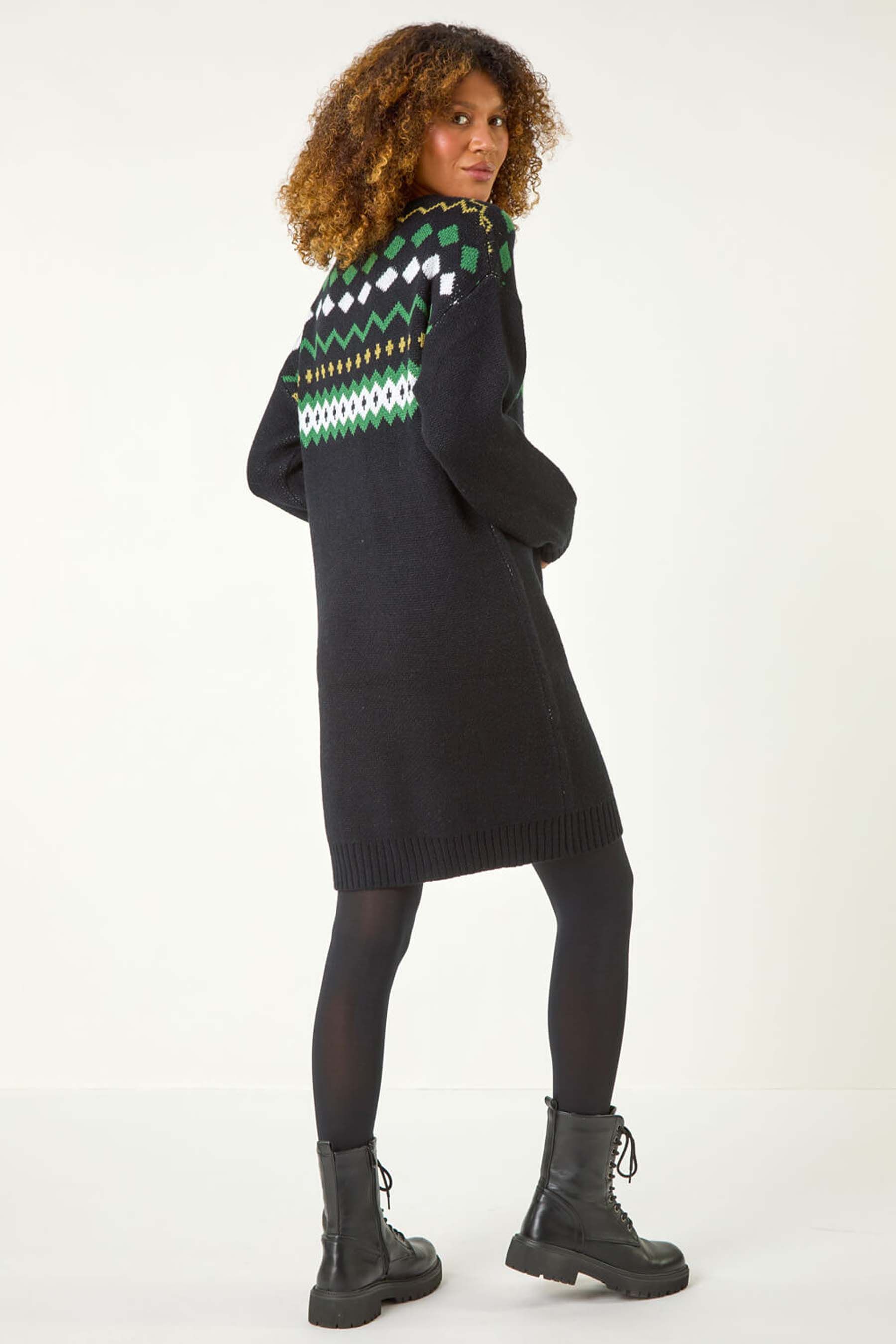 Buy Roman Black Nordic Print Knitted Jumper Dress from Next New Zealand