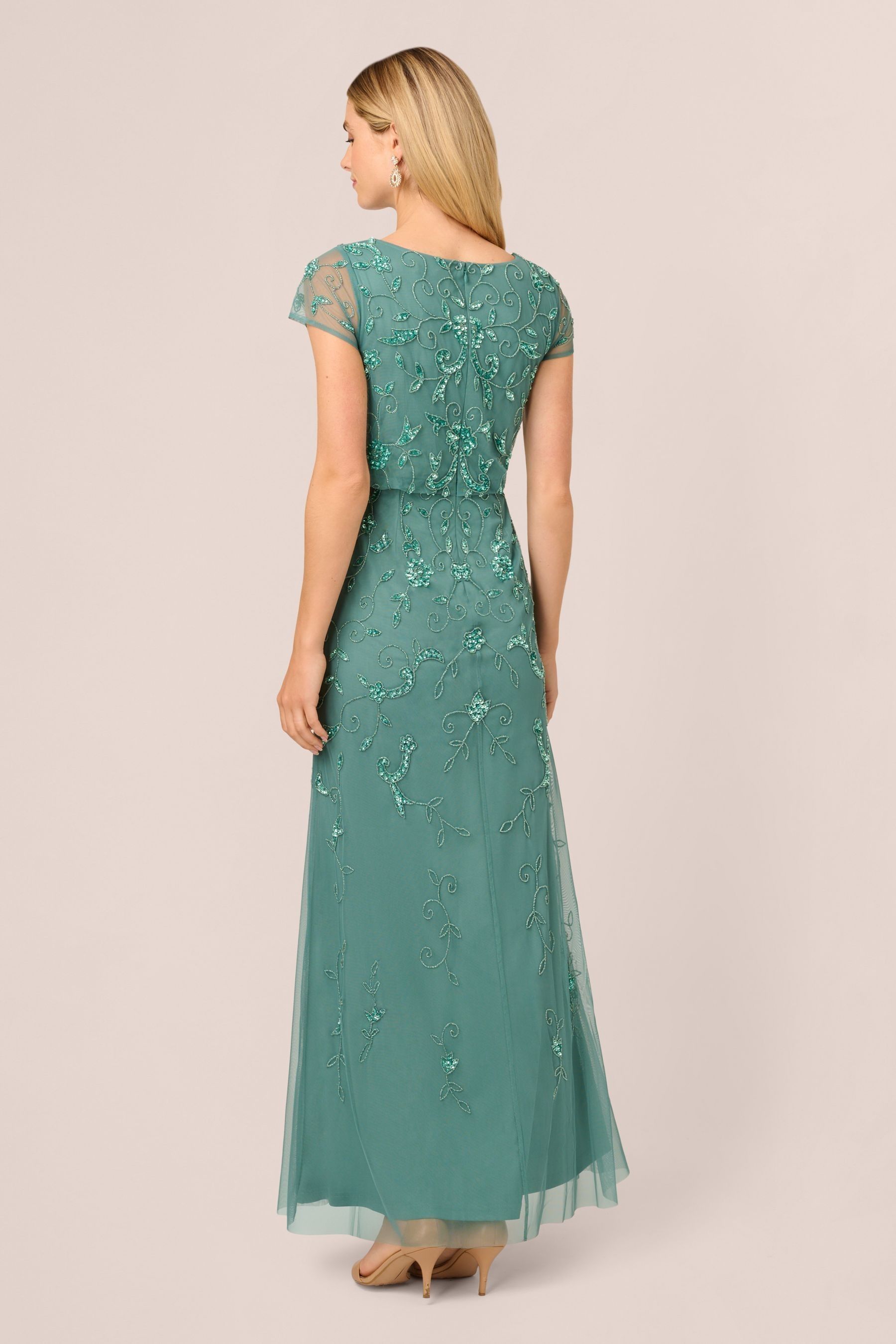 Buy Adrianna Papell Green Studio Beaded Blouson Long Dress from the Next UK online shop