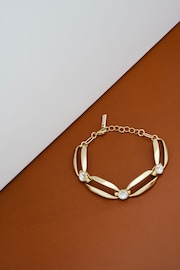 Karen Millen Gold Tone Crystal Ellipse Bracelet - Image 1 of 4