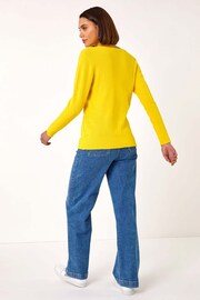 Roman Yellow Soft Knit V-Neck Jumper - Image 3 of 5