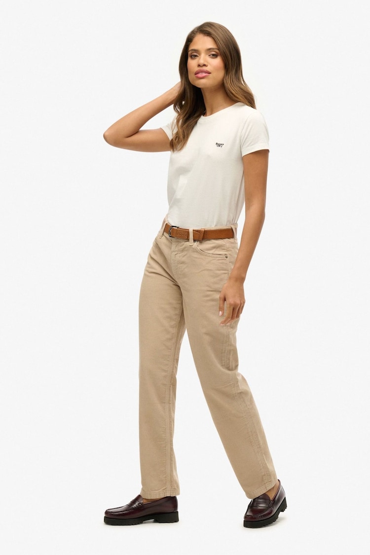 Superdry Nude Straight Leg Cord 100% Cotton Trousers - Image 1 of 6