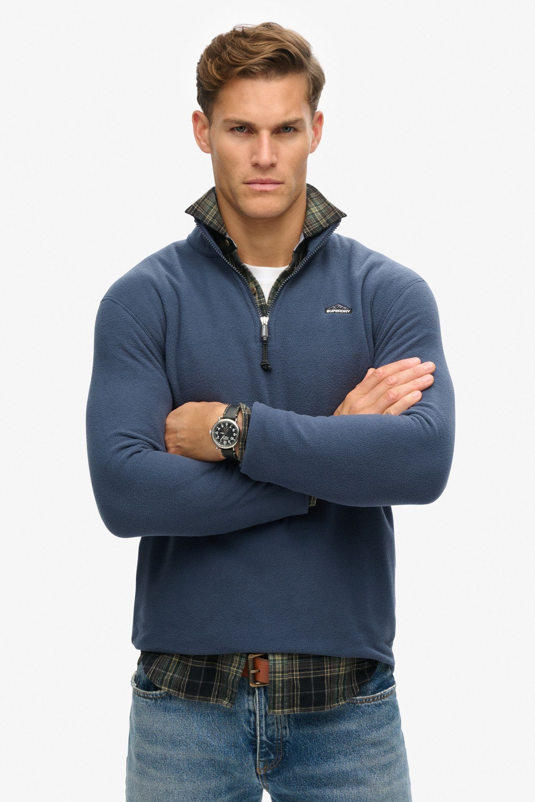 Buy Superdry Blue Polar Fleece Half Zip Jacket from Next Luxembourg