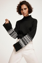 Mint Velvet Black Fairisle Cuff Jumper - Image 3 of 7