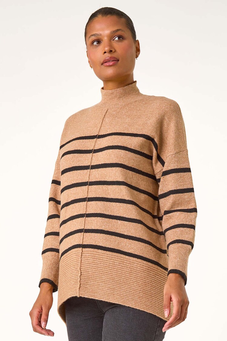 Roman Brown Relaxed Stripe Soft Knit Jumper - Image 2 of 5