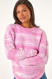 Roman Pink Spacedye Curved Hem Jumper - Image 4 of 5