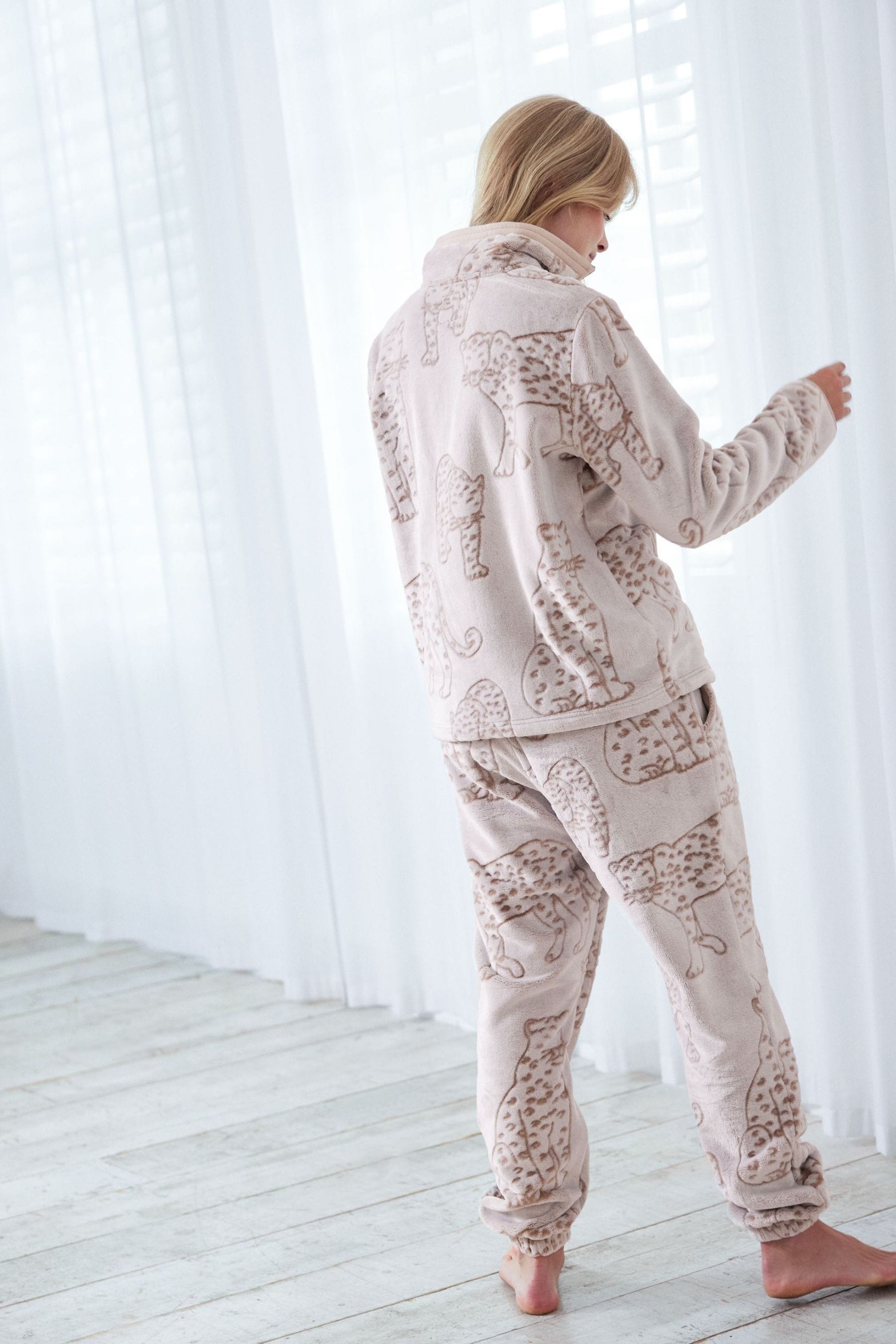 Buy Chelsea Peers Brown Fleece Burnout Leopard Sweatshirt Joggers Co ord Set from Next Ireland