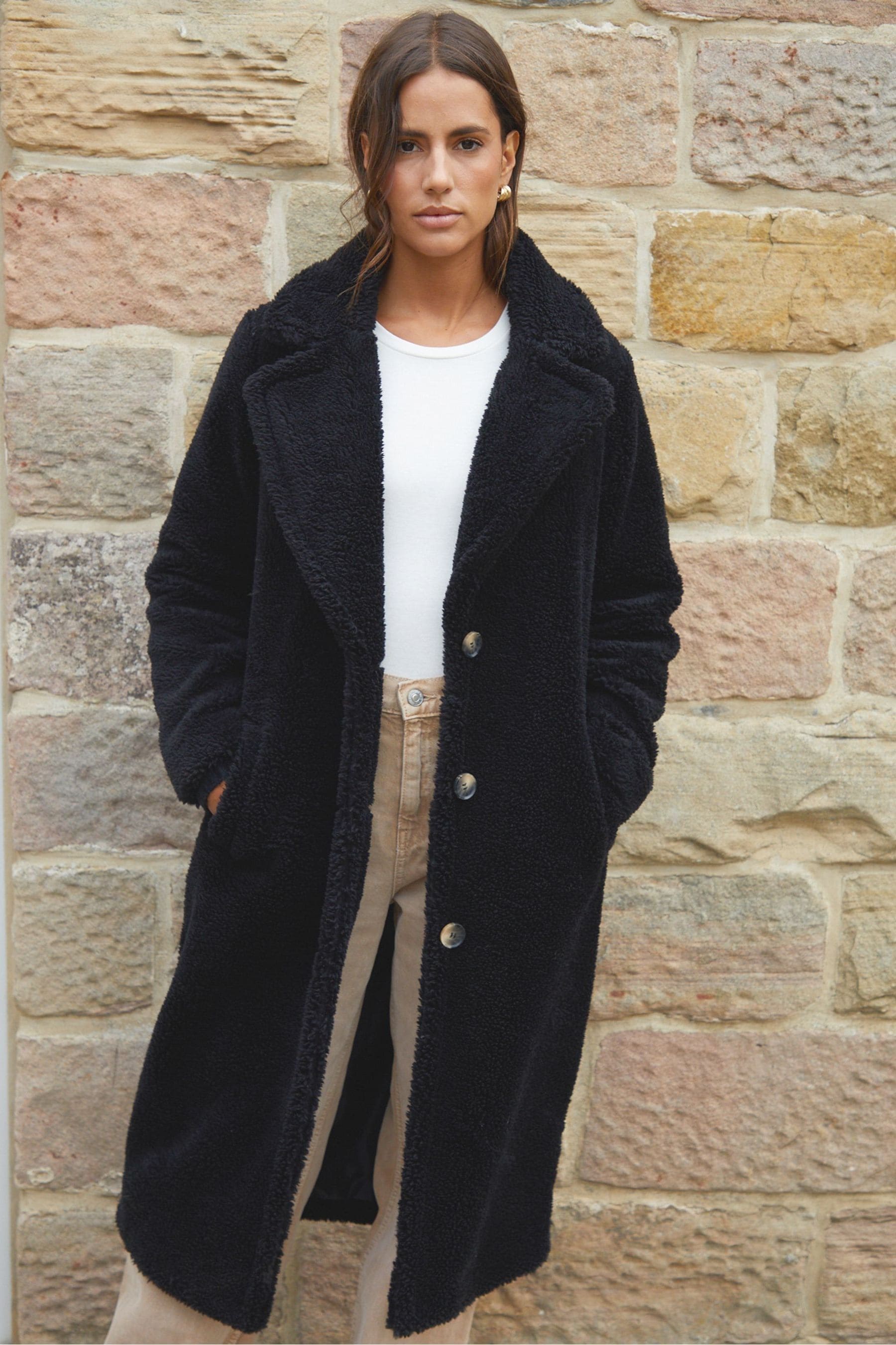 Longline borg coat black hotsell