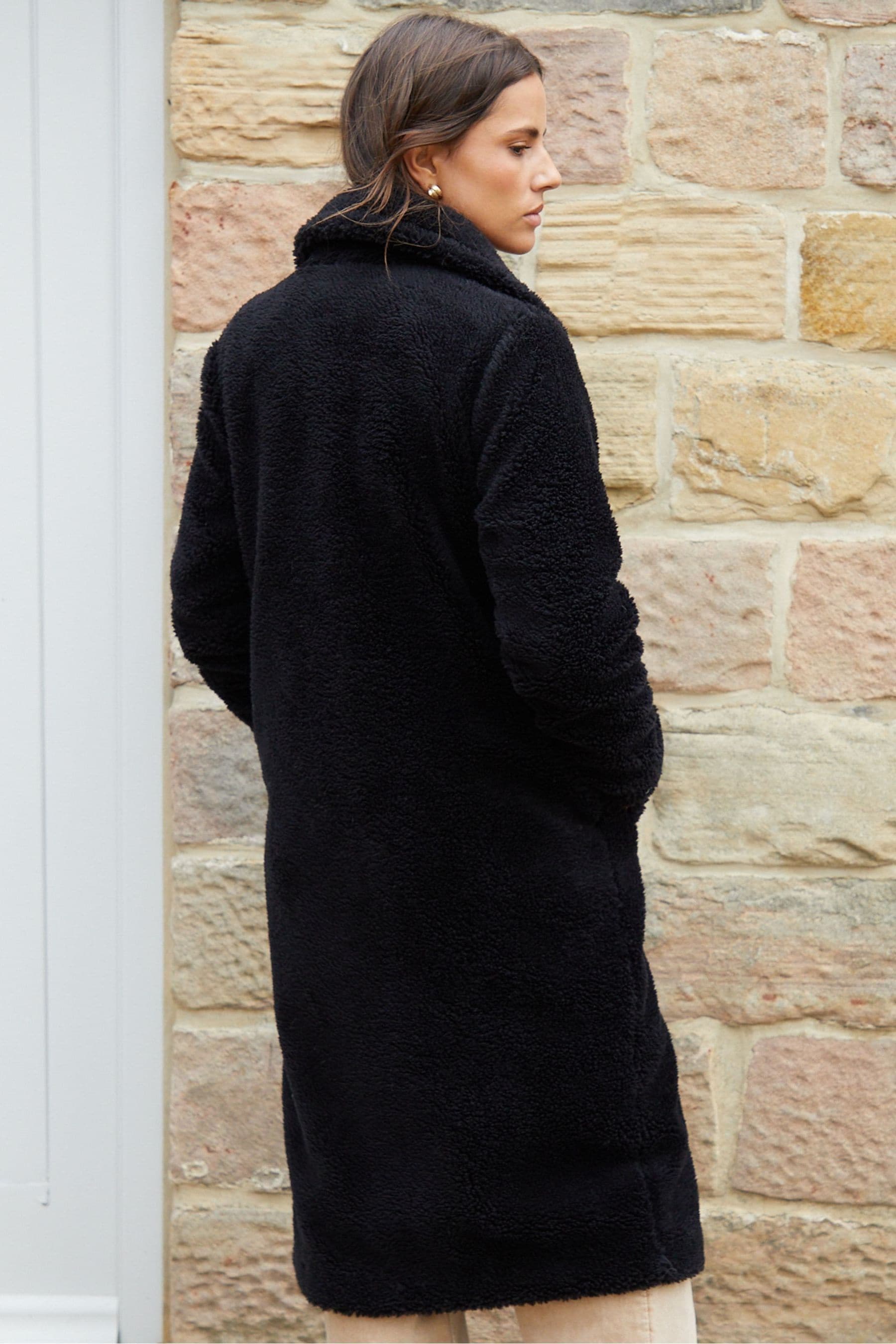 Longline borg coat black sale