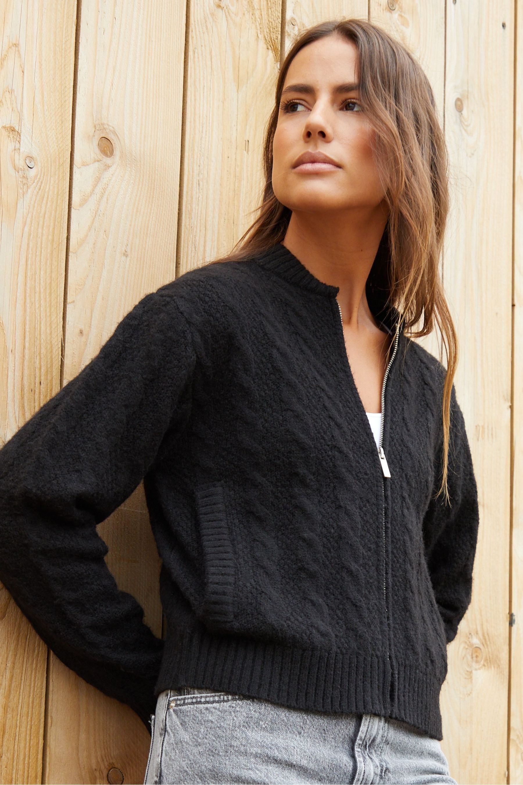 Womens knit bomber jacket outlet